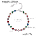 Round Bezel Zircon Tennis Necklace and Bracelet Set view 11