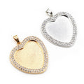 Rhinestone Heart Cabochon Pendant Setting in Two Finishes view 3