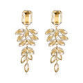 Gold Tone Champagne Leaf Drop Tassel Four Designs Metal Dangle Earrings view 1
