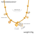 Gold Clover Charm Bracelet Necklace Heart Star Beads view 7