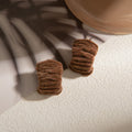 Brown and Red Crinkled Flocked Statement Stud Earrings view 3