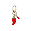 Gold Lobster Clip Red Enamel Chili Pepper Dual Charm Keychain view 5