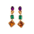 Gold Mixed Crystal Geometric Drop Earrings Decorative Jewelry view 5