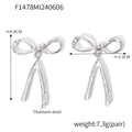 Bow Stud Earrings Dangling Split Tail Gold Steel Finish view 6