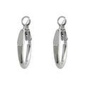 Silver Tone Small Oval Hoop Earrings With Lever Back Closure view 5