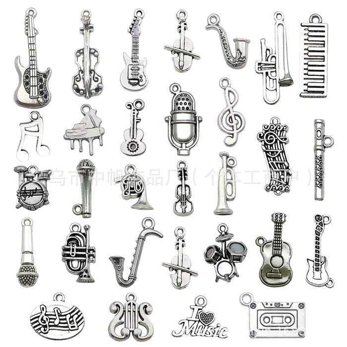 Antique Silver Musical Instrument Metal Charms with 30 Listed Options