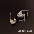 Fan-Shaped Sweeping Clear Stone Stud Earrings In Two Metal Tones view 4