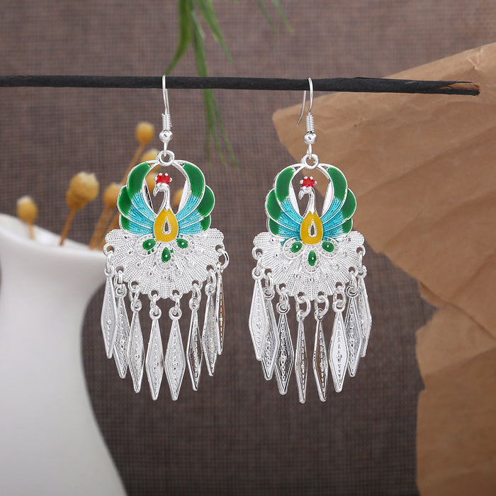 Thirty-One Ornate Peacock Statement Dangle Earrings