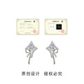 Silver Tone Clear Stone Pink Center Ribbon Earrings In Stud And Clip Styles view 3