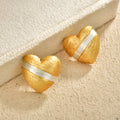 Brushed Heart Stud Earrings with Contrasting Wire Bands view 7