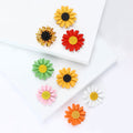 Colorful Daisy Flower Brooch with Textured Center Decorative Metal Pin view 4