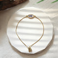 Geometric Pressed Flower Slider Bracelets with Gold Tone Chain view 3