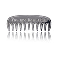 You Are Beautiful Comb Brooch in Gold or Silver Tone view 2