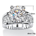 Wide Round Solitaire Pave Shoulder Ring In Silver Tone view 5