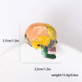 Multicolor Enamel Side Profile Skull Brooch in Gold Tone view 5