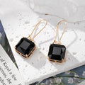 Square Faceted Glass Dangle Earrings Gold Fishhooks 7 Colors view 3