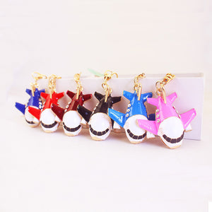 Enamel Passenger Airplane Keychain, Zinc Alloy, Gold-Tone Clasp