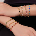 Gold Bezel Round Zircon Stainless Necklace Bracelet Earring Set view 2