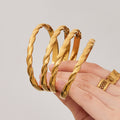 Gold Twisted Wrap Clasp Bangle 316L Stainless Steel view 3