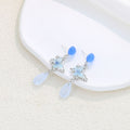 Blue Butterfly Floral and Pale Teardrop Dangle Stud Earrings view 6