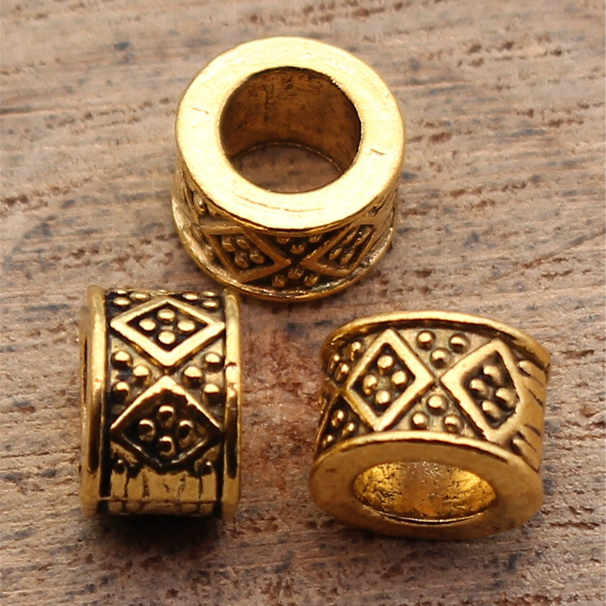 7.8x7.8x5.2mm 0.82g Multicolor Zinc Alloy Geometric Diamond Pattern Large Hole Spacer Beads for Bracelet Making