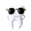 Tooth With Sunglasses Brooch In Metal With White Enamel, Black Lenses, And Gold-Tone view 5