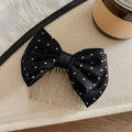 Polka Dot Fabric Bow Multi-Tooth Hair Comb Black White view 6