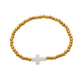 Gold Bead Stretch Bracelets Purple Agate Or Shell Cross view 5