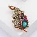 Openwork Leaf Brooch with Red and Green Crystal Accents view 4