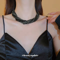 Multi Strand Twisted Seed Bead Necklace Coffee Green view 4