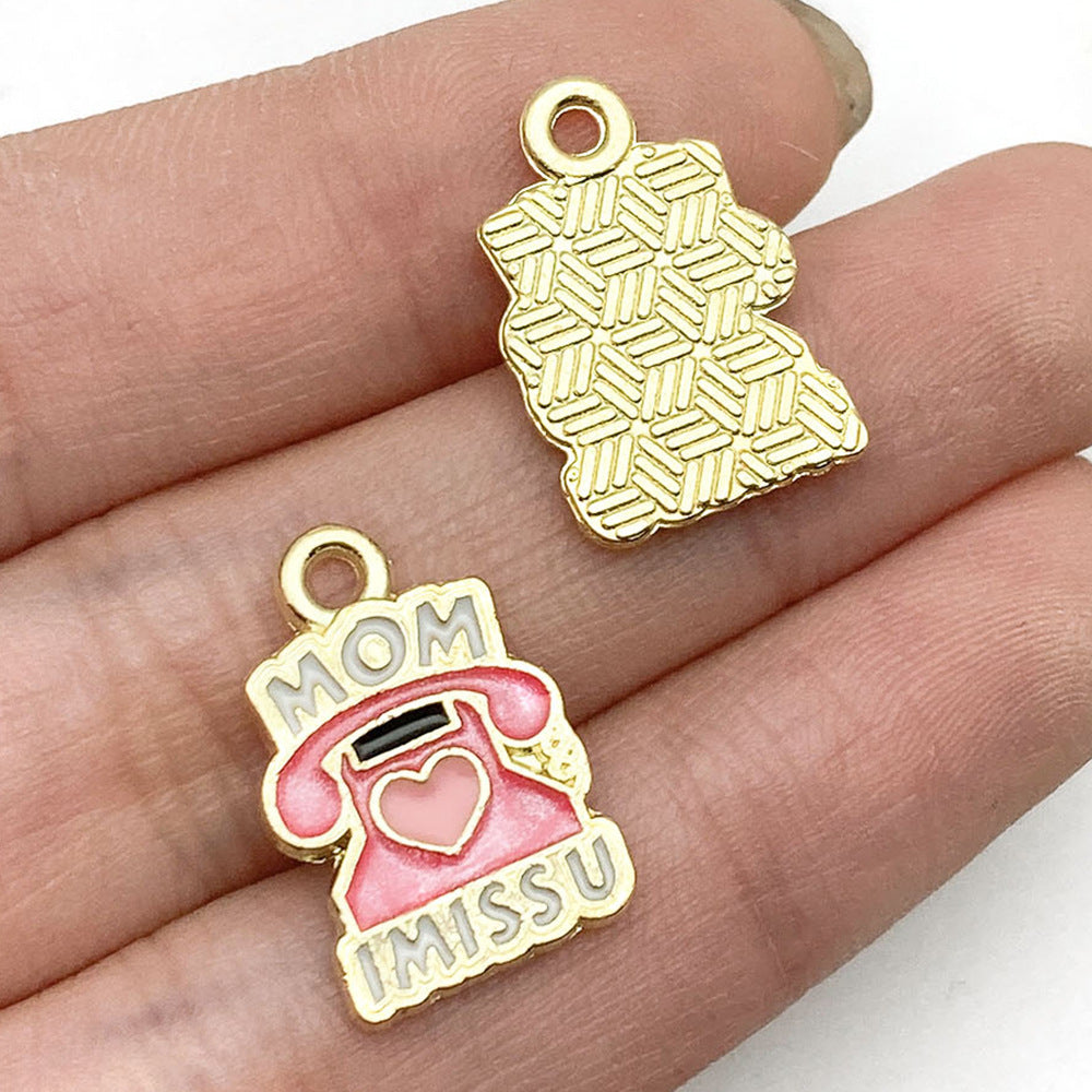 Zinc Alloy Enamel Mama Heart Charm Pendant for DIY Bracelet Necklace Keychain