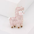 Textured Sparkling Alpaca Metal Brooch in White and Pink view 2
