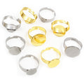 Adjustable Flat Pad Ring Blanks in Gold and Silver Tones view 5