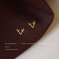 Gold-Tone Mini Deer Antler Open Branch Stud Earrings view 4