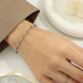 U-Link Hook Chain Necklace And Bracelet Set Gold Steel view 8
