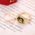 Gold Tone Olive Green Cushion Crystal Ring Set Statement Jewelry view 4
