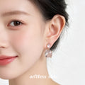 Gold Tone Clear Double Stone Square Drop Stud Earrings view 2