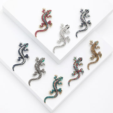 Crystal Rhinestone Gecko Brooch Eight Color Alloy Styles