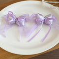 Purple Satin Lace Bow Duckbill Hair Clip Single Style view 1