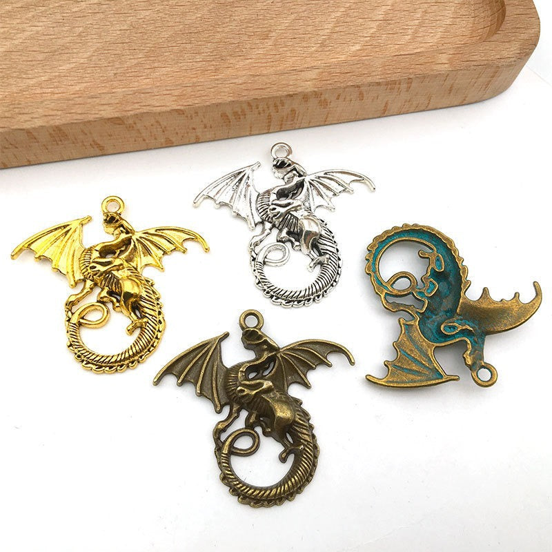 Antique Zinc Alloy Flying Dragon Pterosaur Charm Pendant for DIY Necklace Jewelry Making