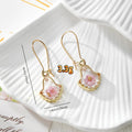 Gold Tone Shell-Shaped Pressed Flower Drop Earrings in Seven Designs view 4