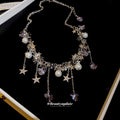 Silver Butterfly Star Pearl Multi Charm Tassel Necklace view 4
