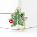 Green Crystal Maple Leaf Brooch with Ladybug Accent view 3