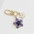 Enamel Flower Charm Keychain with Mini Flower Accent view 7