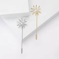 Crystal Starburst Long Pin Brooch in 2 Color Styles view 1