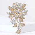 Large Crystal Flower Branch Brooch Six Color Rhinestone Pin view 3