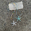Multicolor Seed Bead Glitter Starfish Pendant Necklace view 1