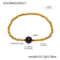 Gold Bead Stretch Bracelets Purple Agate Or Shell Cross view 6