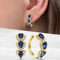 Triple Heart Stone Hoop Earrings In Eight Color And Finish Variants view 2