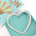 Silver Rhinestone Open Heart Hanging Ornament Ribbon view 3